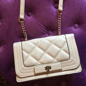 Quilted Beige Crossbody Purse